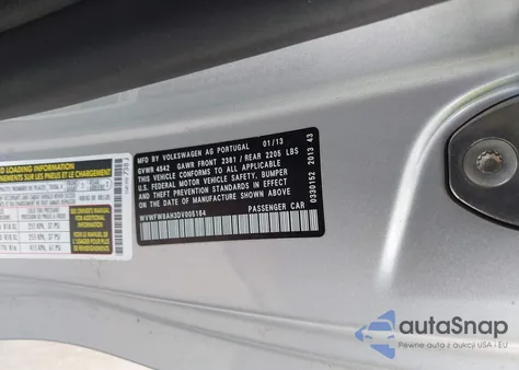 2013 Volkswagen Eos Executive from USA, damaged, VIN WVWFW8AH3DV005164